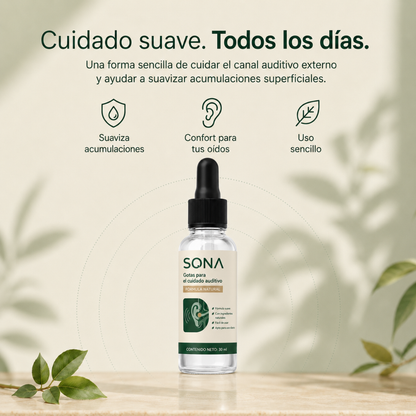 Gotas para limpieza suave y confort del oído, 30 ml